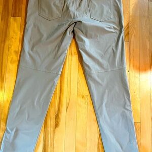 Lululemon:
ABC PANT SLIM *WARPSTREME 36” waist, 34" length 
Riverstone